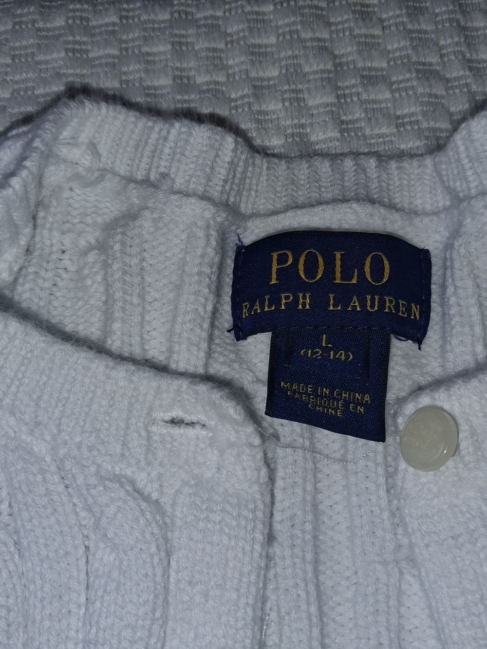 Ralph Lauren White Cable-Knit Ruffle Cardigan with Pink Pony - Girls - Picture 5 of 8